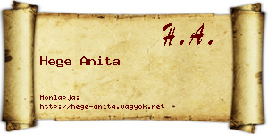 Hege Anita névjegykártya