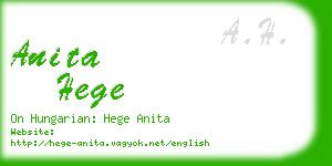 anita hege business card